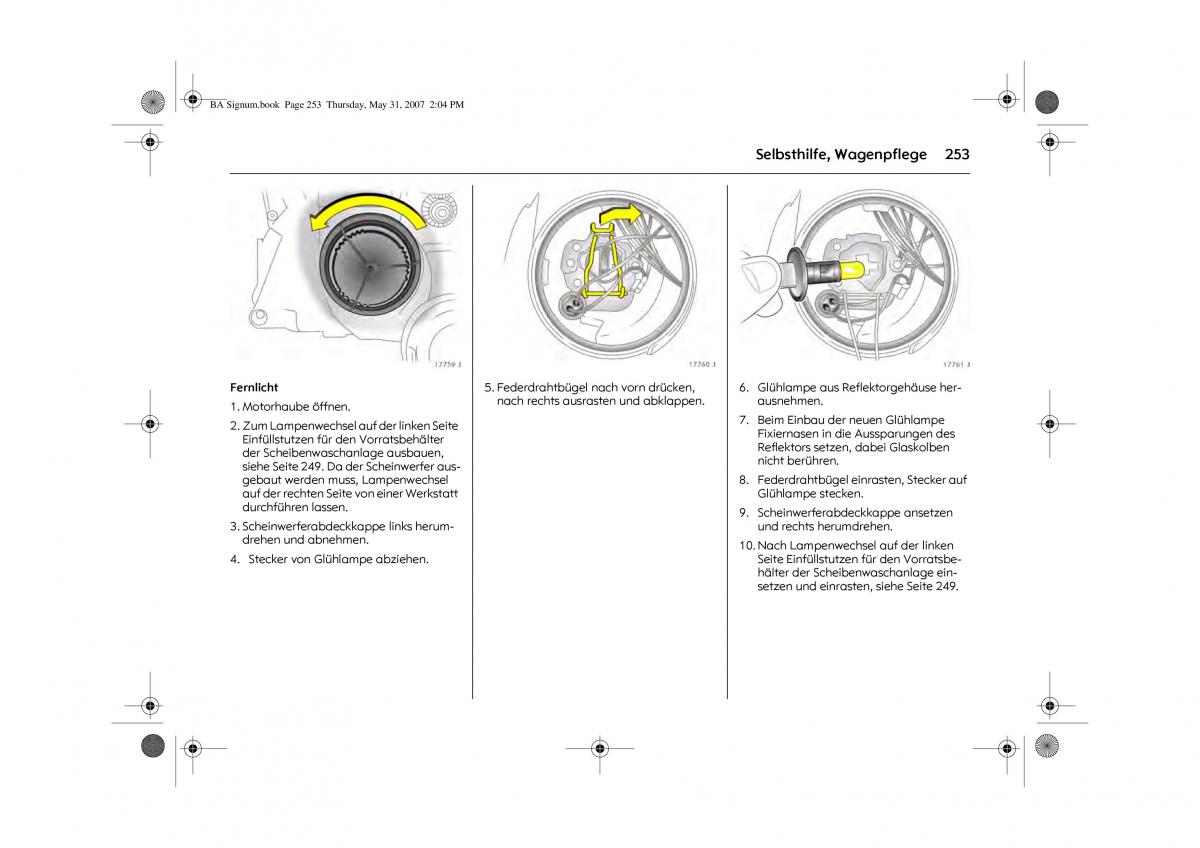 Opel Signum C Vauxhall Handbuch / page 257