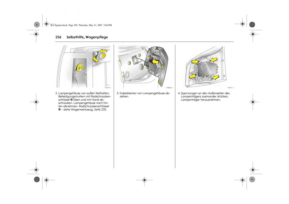 Opel Signum C Vauxhall Handbuch / page 260