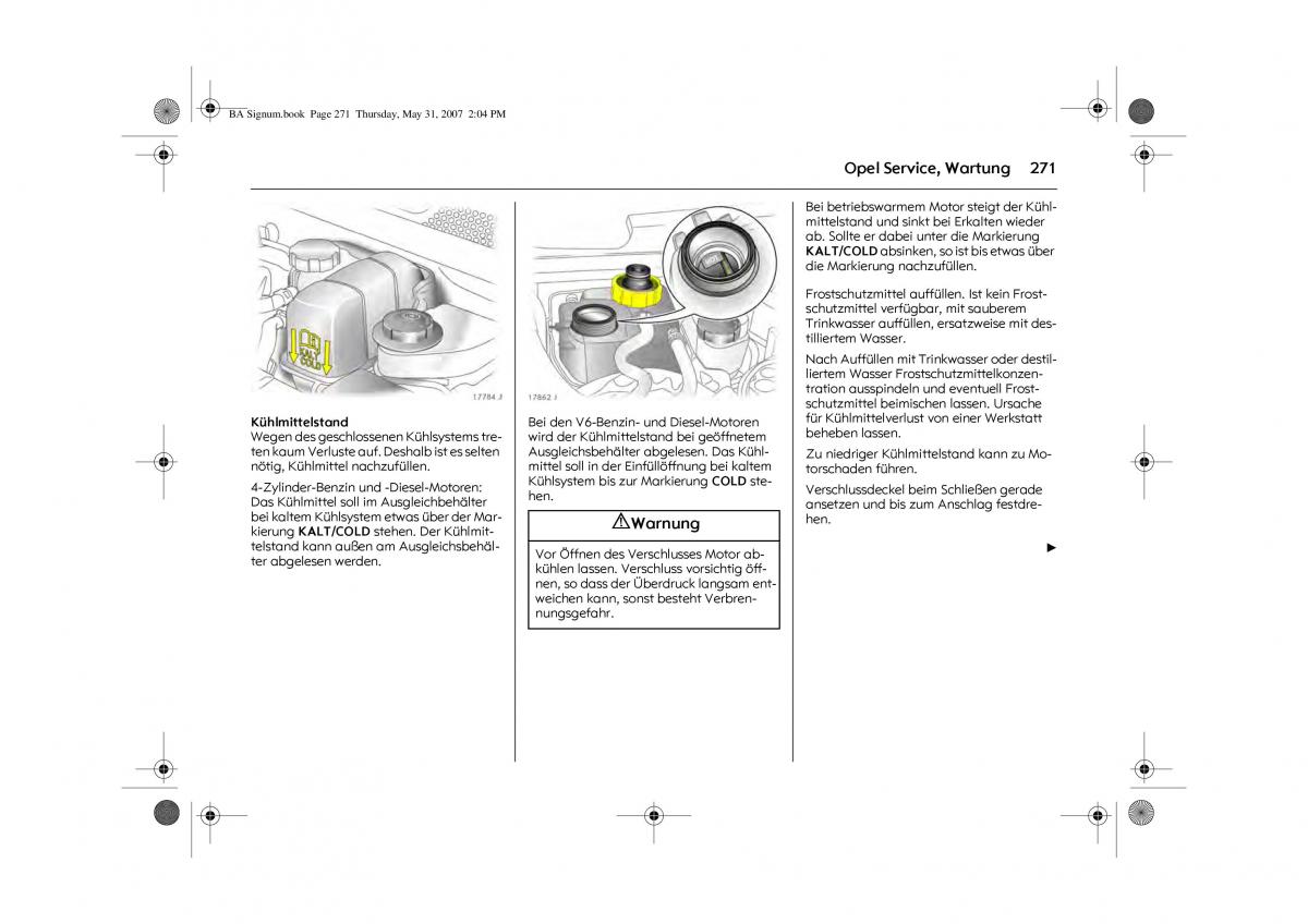 Opel Signum C Vauxhall Handbuch / page 275