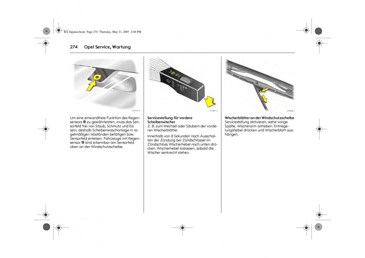 Opel Signum C Vauxhall Handbuch / page 278