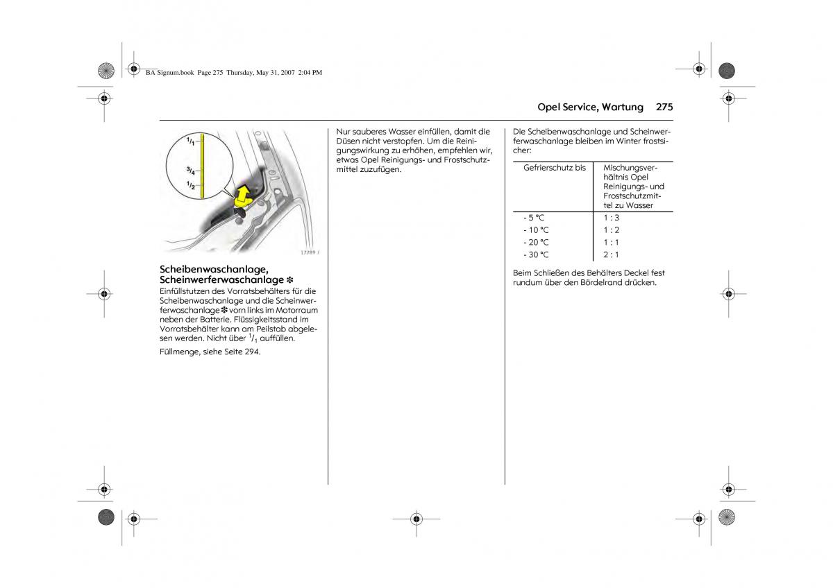 Opel Signum C Vauxhall Handbuch / page 279