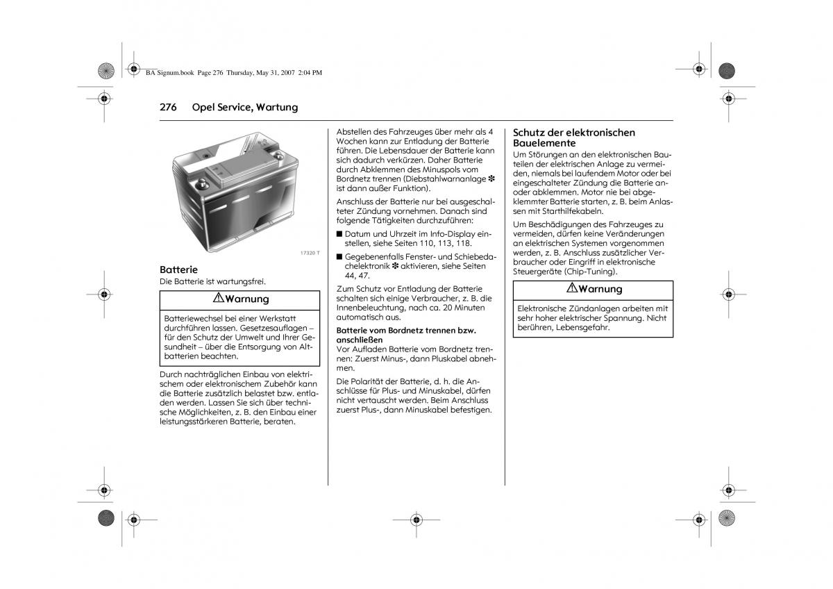 Opel Signum C Vauxhall Handbuch / page 280