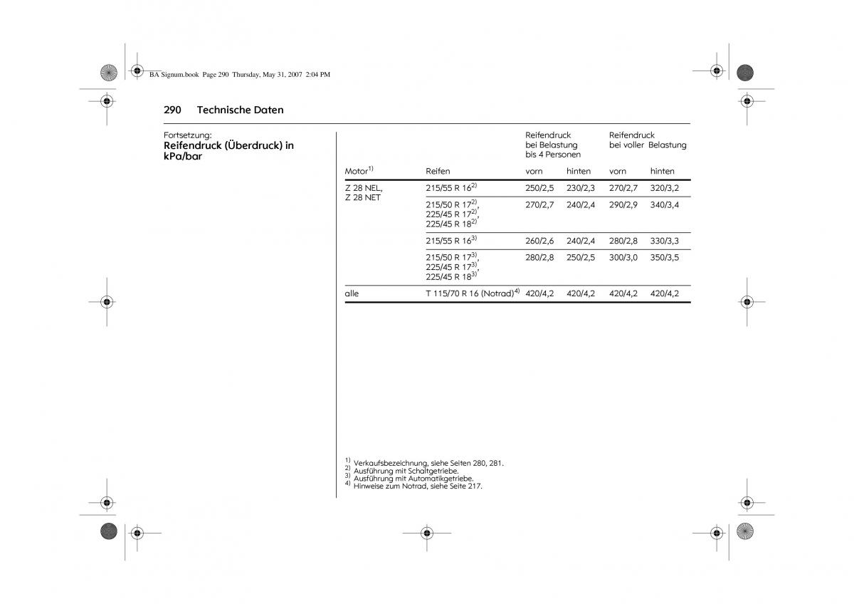 Opel Signum C Vauxhall Handbuch / page 294