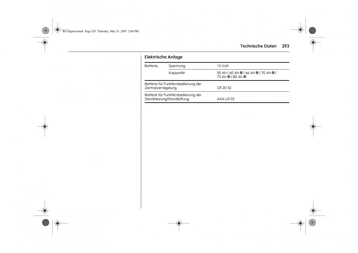 Opel Signum C Vauxhall Handbuch / page 297