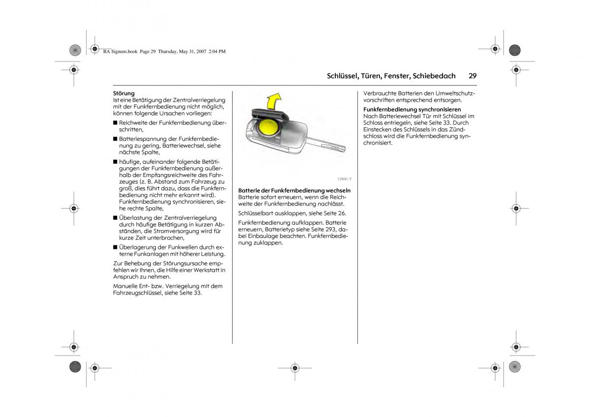 Opel Signum C Vauxhall Handbuch / page 33