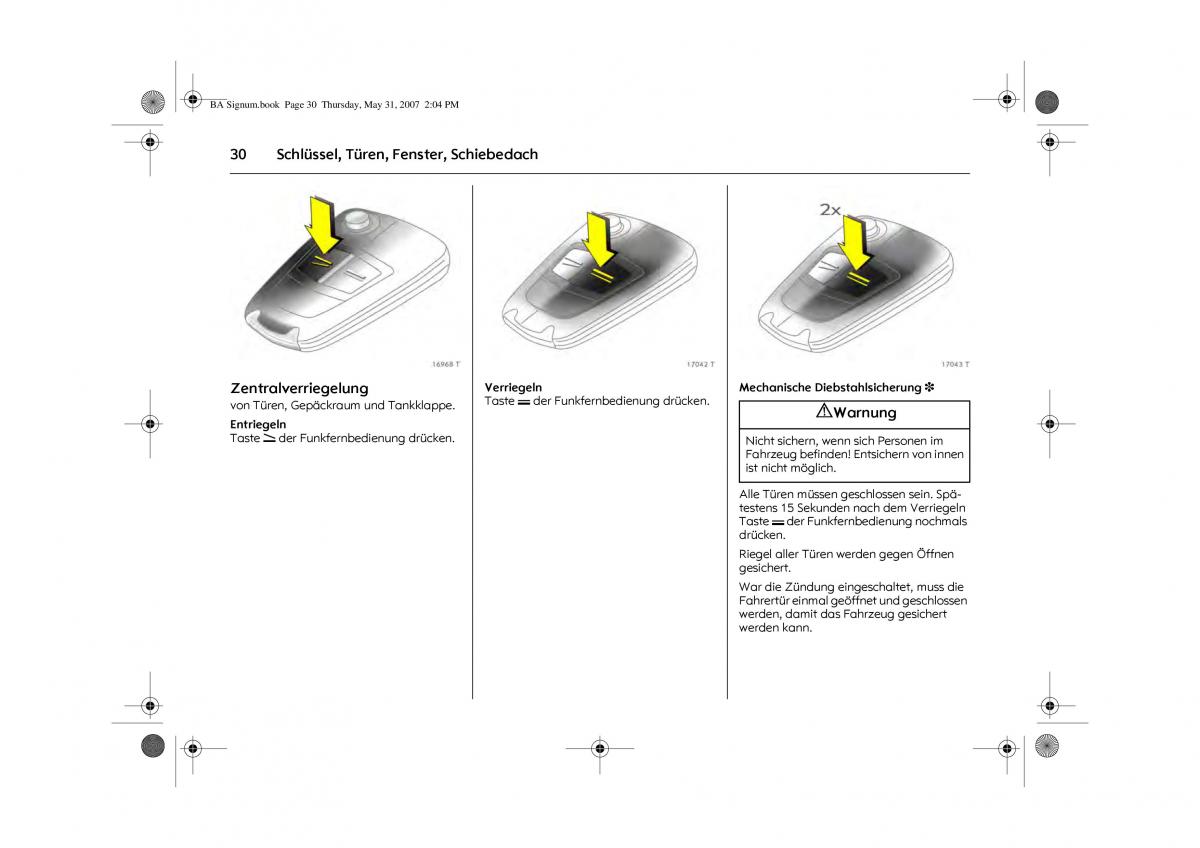 Opel Signum C Vauxhall Handbuch / page 34