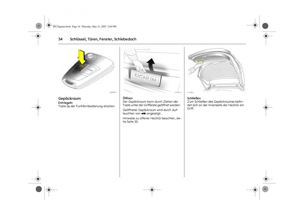 Opel Signum C Vauxhall Handbuch / page 38