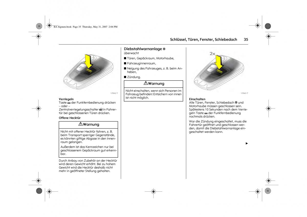 Opel Signum C Vauxhall Handbuch / page 39