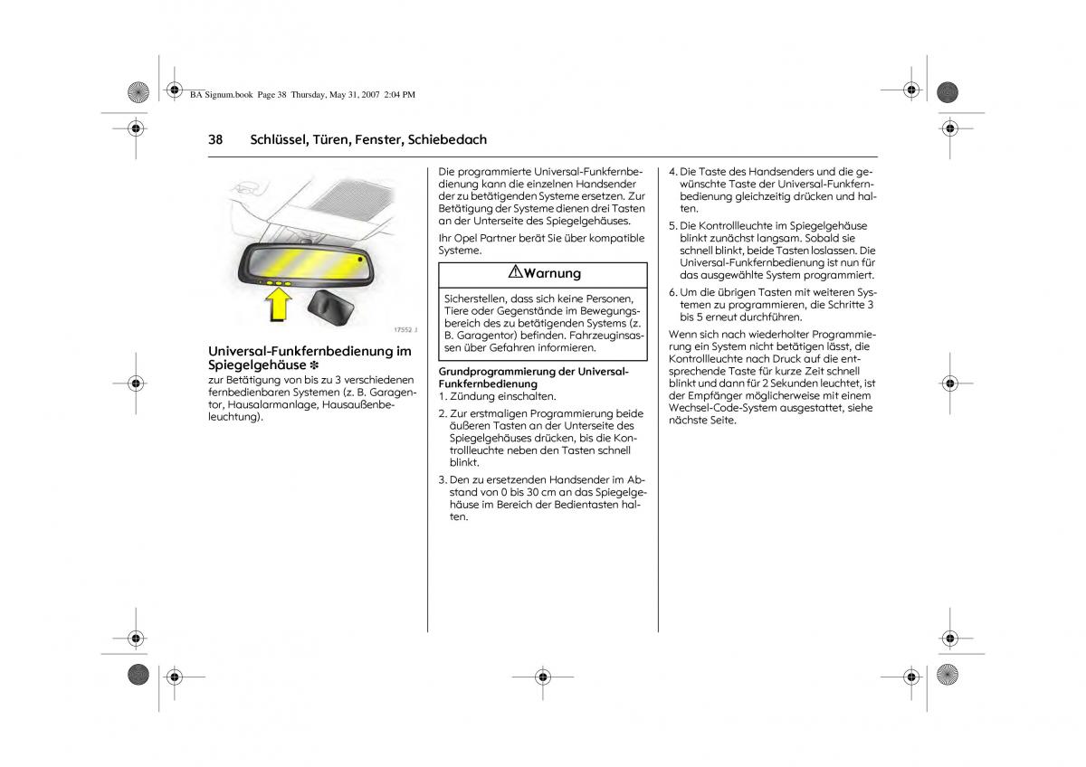 Opel Signum C Vauxhall Handbuch / page 42