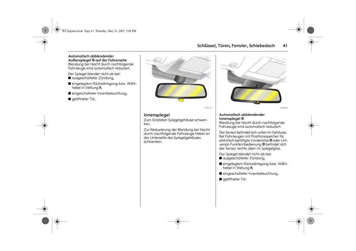 Opel Signum C Vauxhall Handbuch / page 45