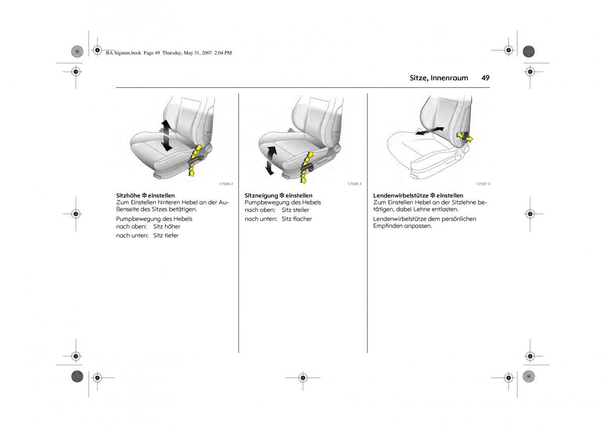 Opel Signum C Vauxhall Handbuch / page 53