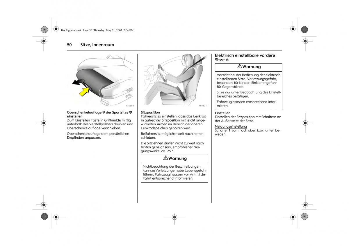 Opel Signum C Vauxhall Handbuch / page 54