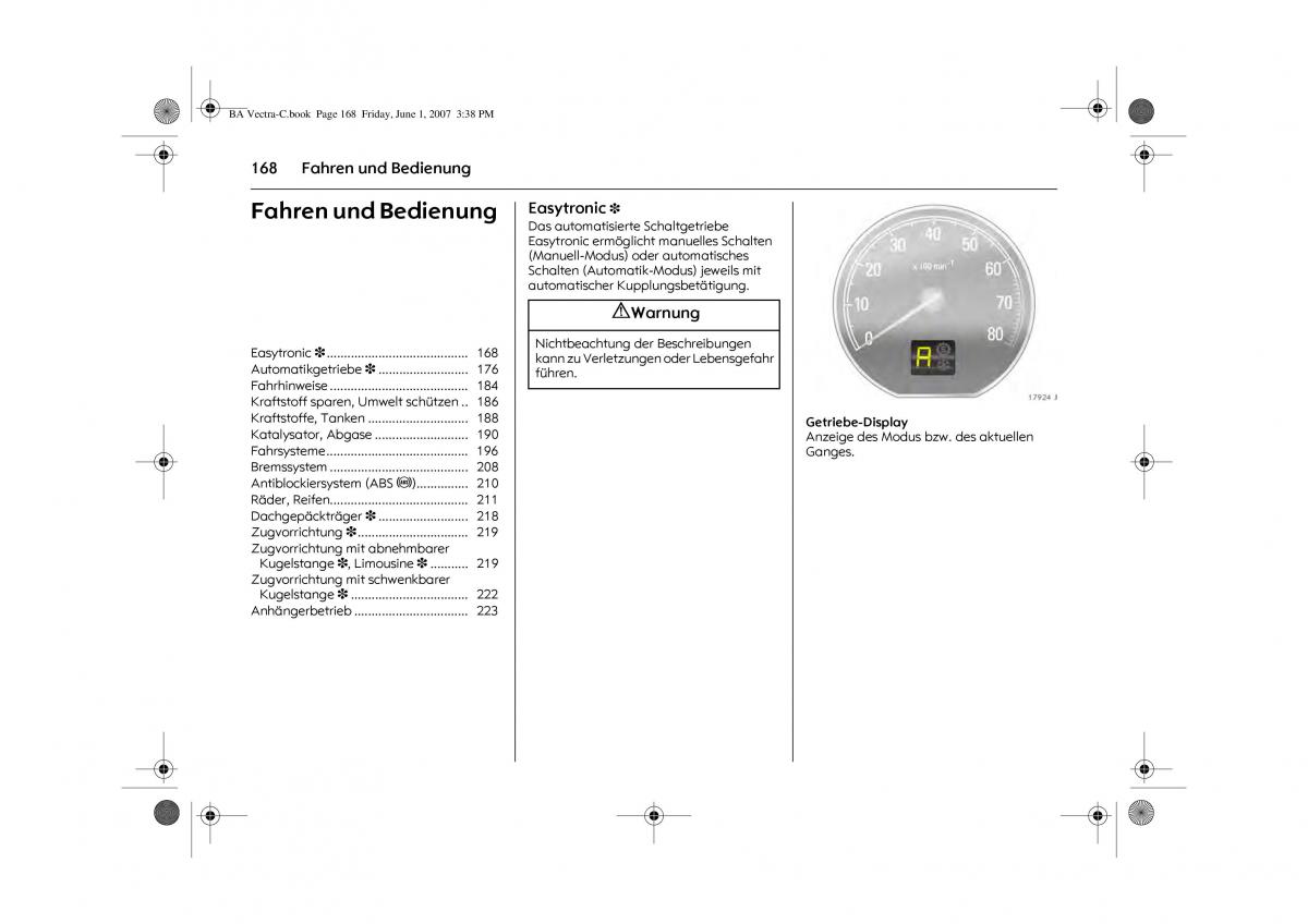 Opel Vectra C Handbuch / page 172