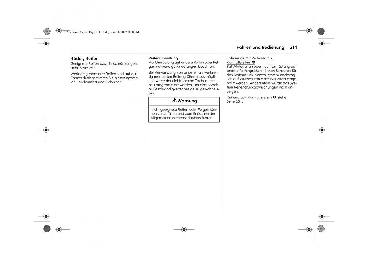 Opel Vectra C Handbuch / page 215