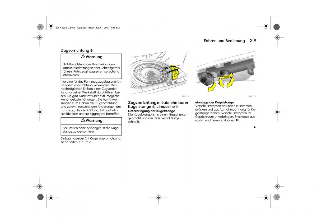 Opel Vectra C Handbuch / page 223