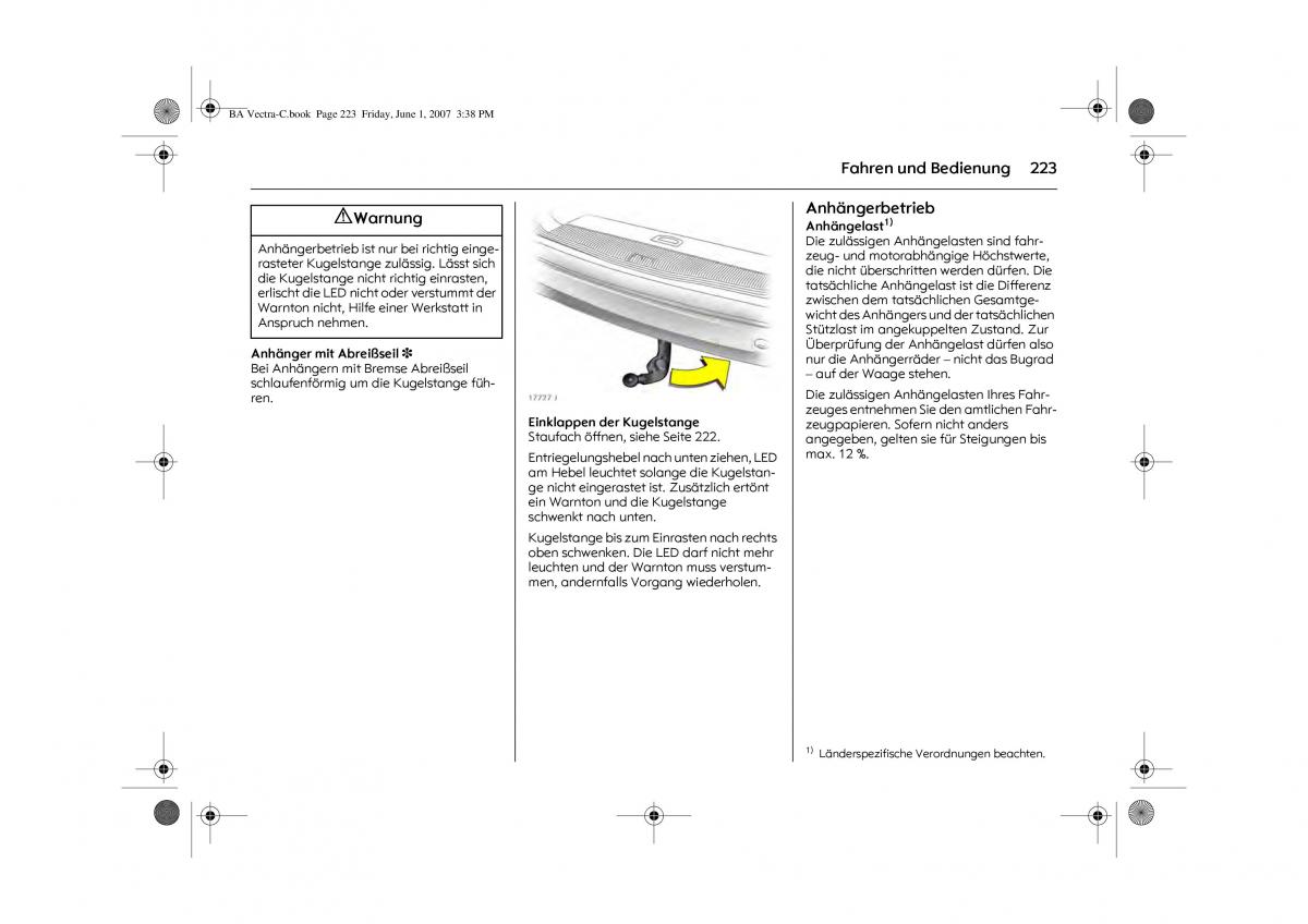 Opel Vectra C Handbuch / page 227