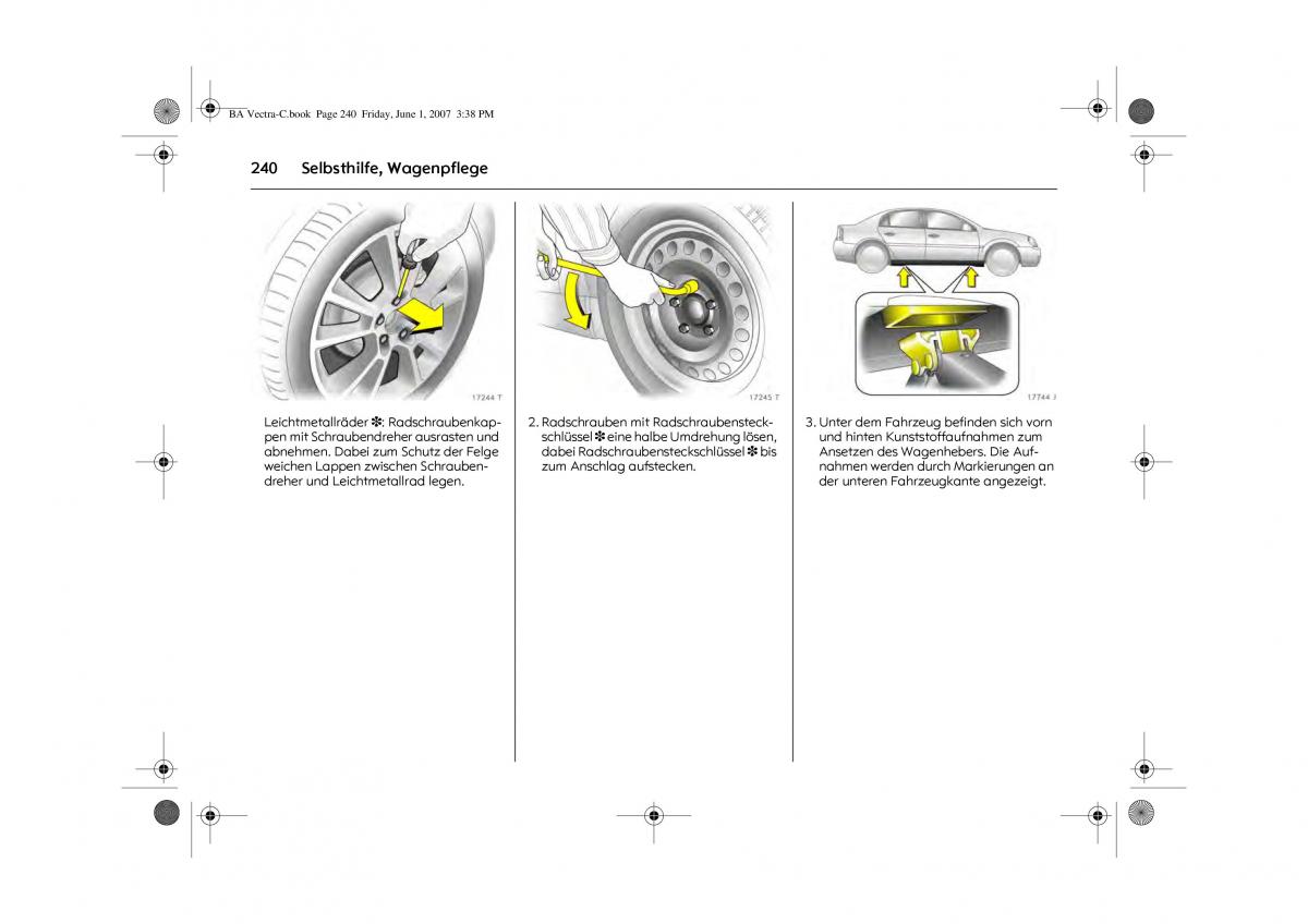 Opel Vectra C Handbuch / page 244