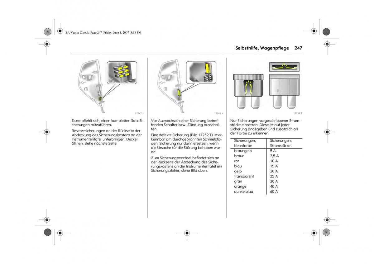 Opel Vectra C Handbuch / page 251