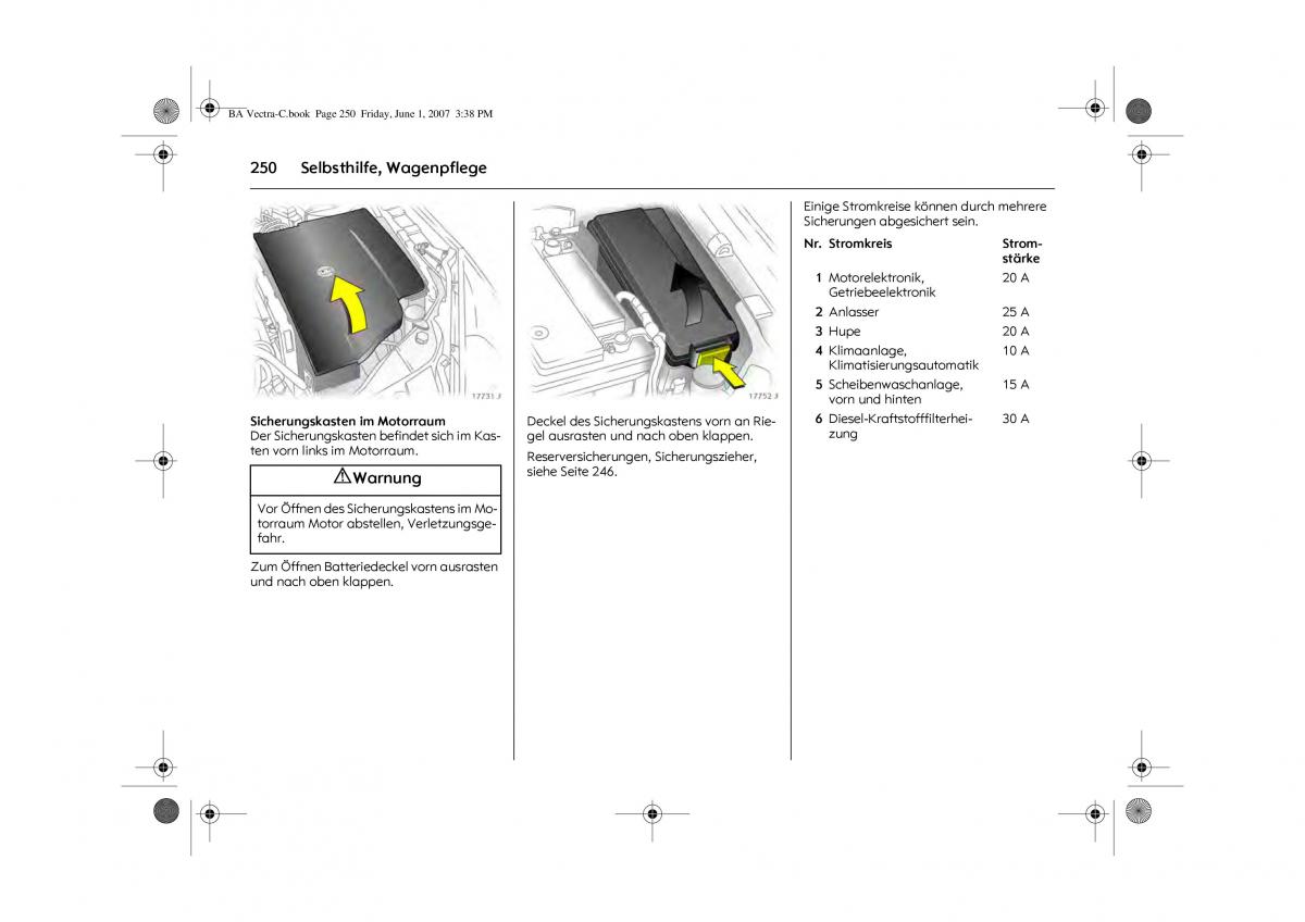 Opel Vectra C Handbuch / page 254