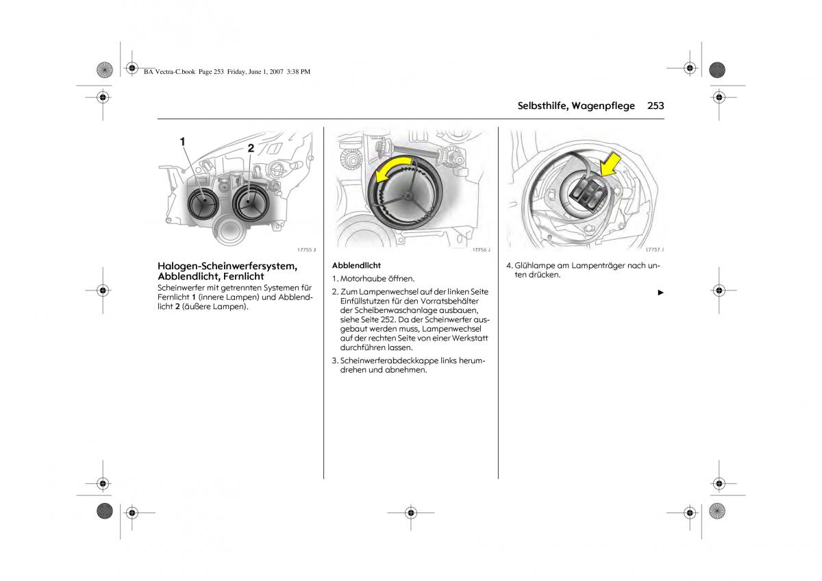 Opel Vectra C Handbuch / page 257