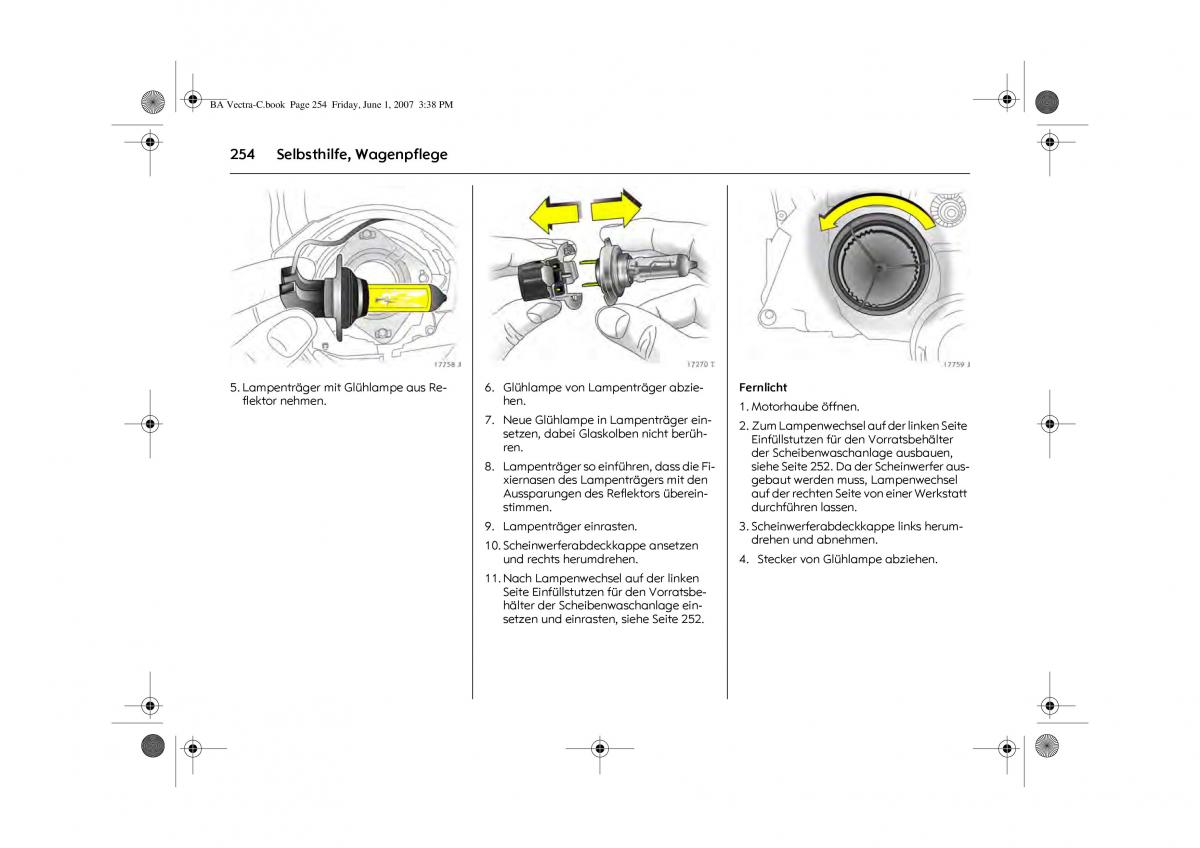 Opel Vectra C Handbuch / page 258