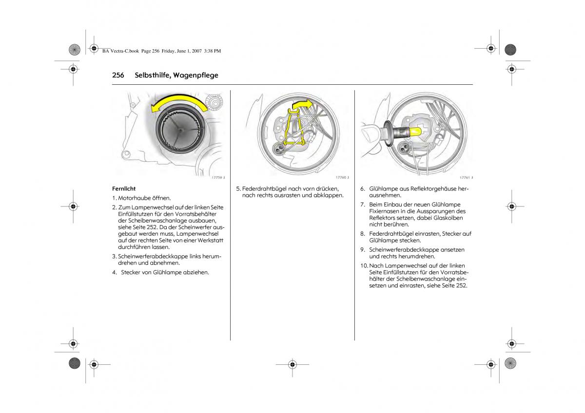 Opel Vectra C Handbuch / page 260