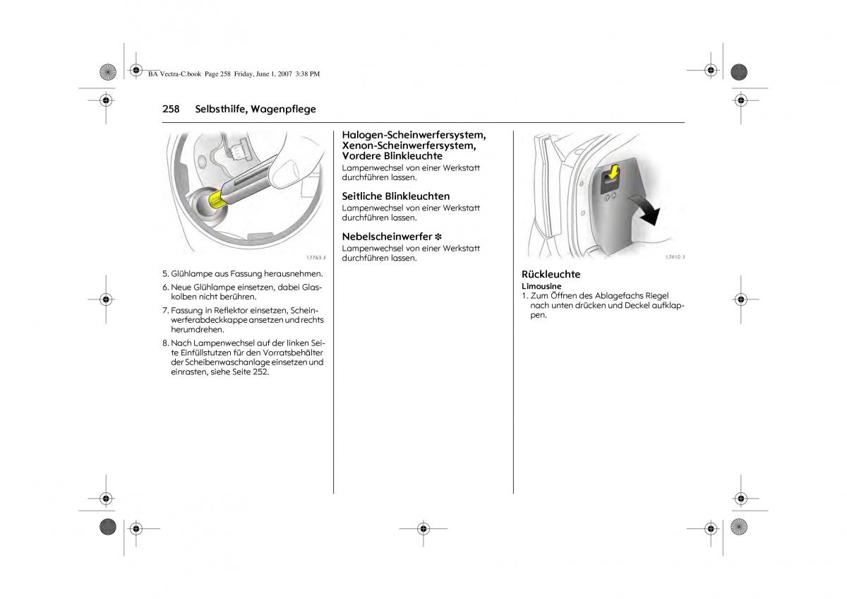 manual  Opel Vectra C Handbuch / page 262