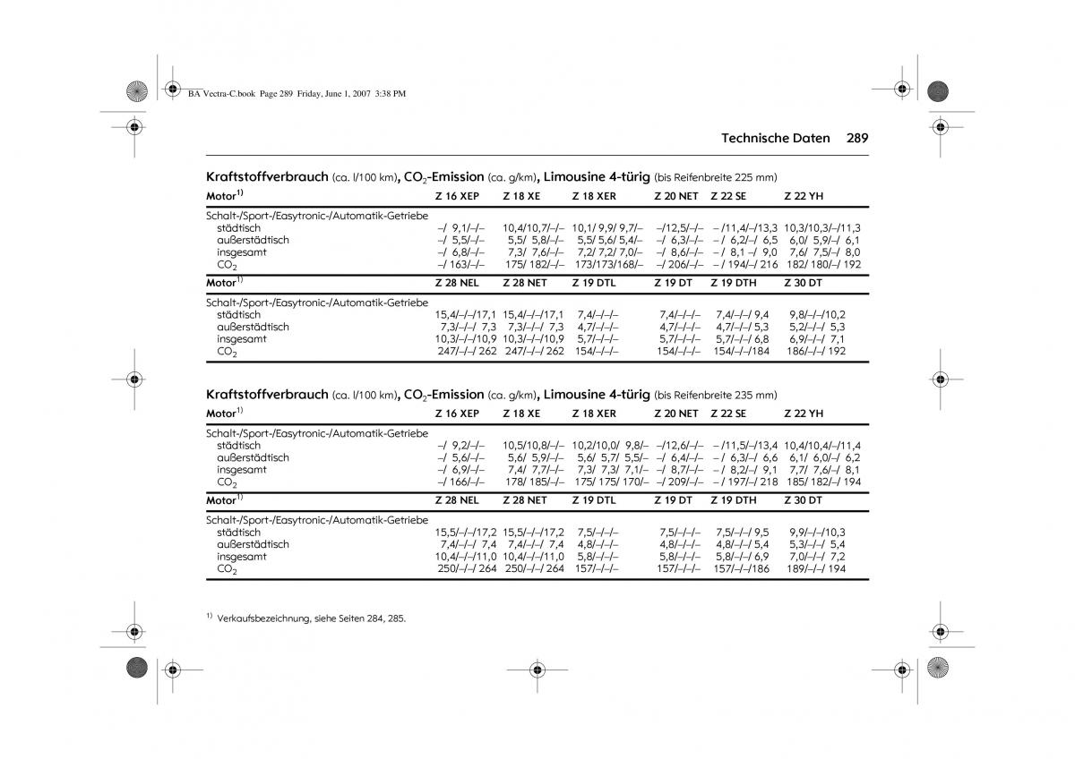 Opel Vectra C Handbuch / page 293