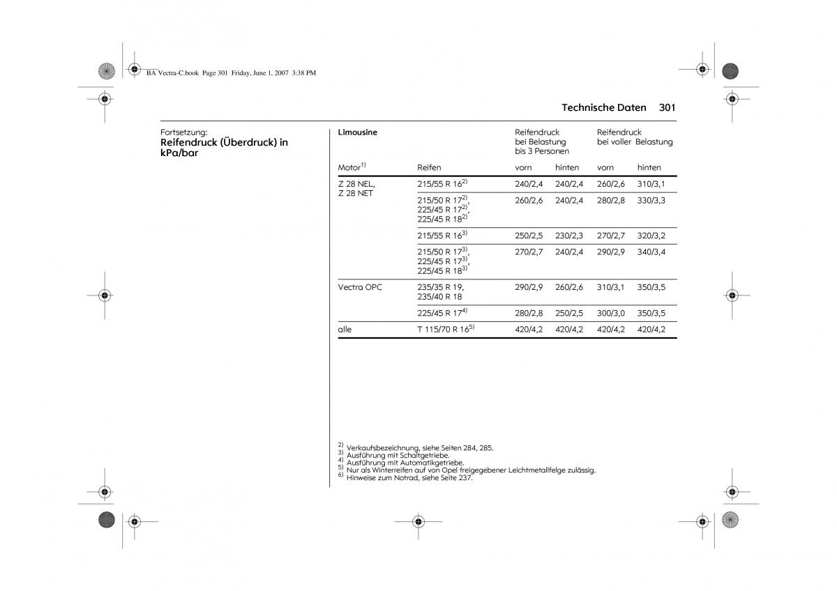 Opel Vectra C Handbuch / page 305