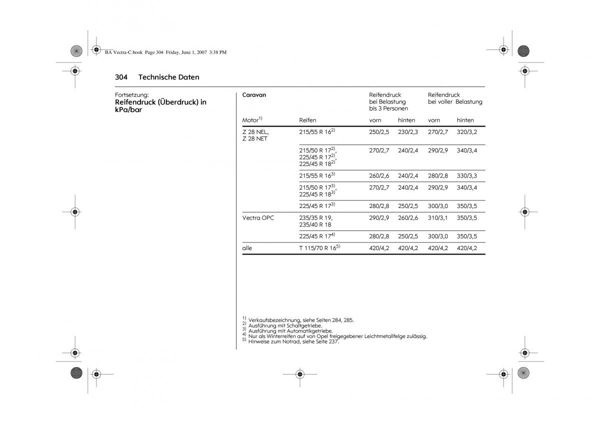 Opel Vectra C Handbuch / page 308