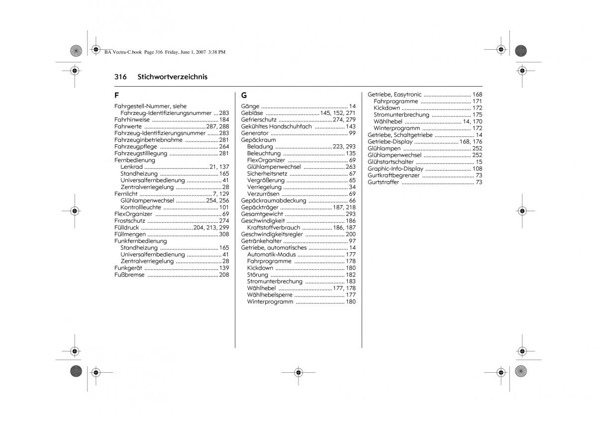 Opel Vectra C Handbuch / page 320