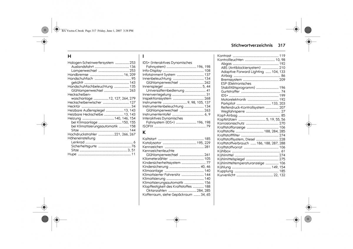 Opel Vectra C Handbuch / page 321