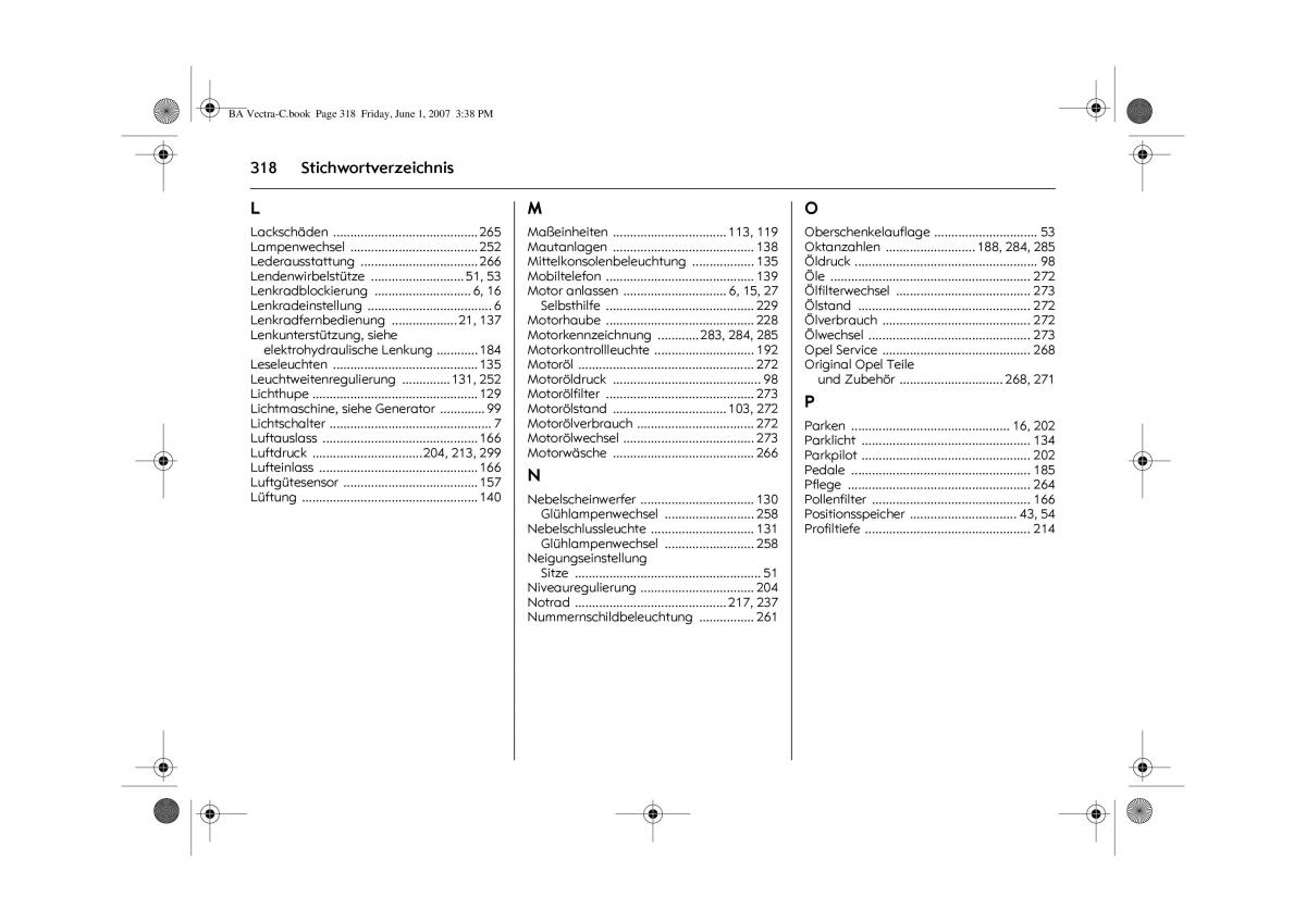 Opel Vectra C Handbuch / page 322