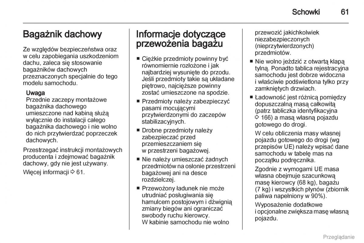 Opel Vivaro I 1 instrukcja obslugi / page 62