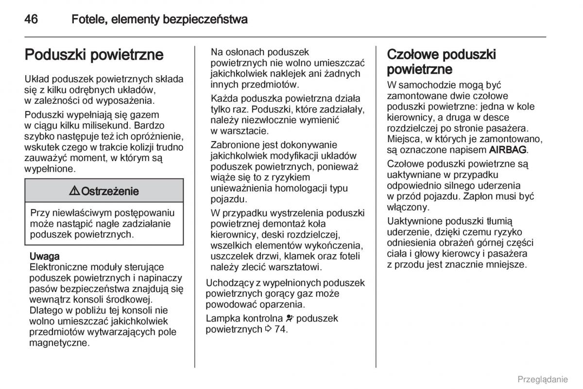 Opel Vivaro I 1 instrukcja obslugi / page 47