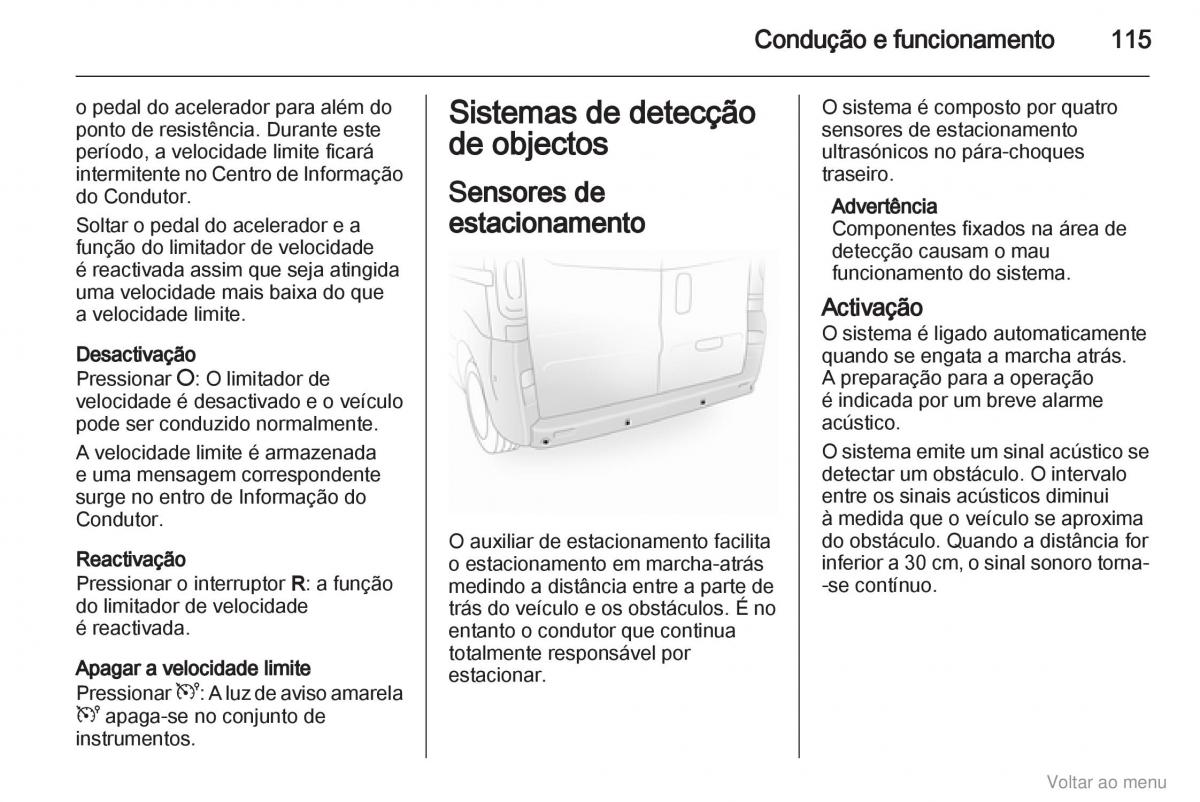 Opel Vivaro I 1 manual del propietario / page 116