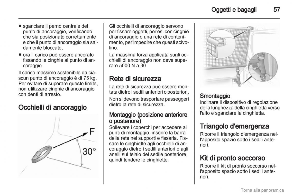 Opel Vivaro I 1 manuale del proprietario / page 58