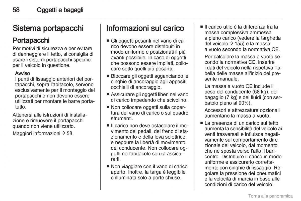 Opel Vivaro I 1 manuale del proprietario / page 59