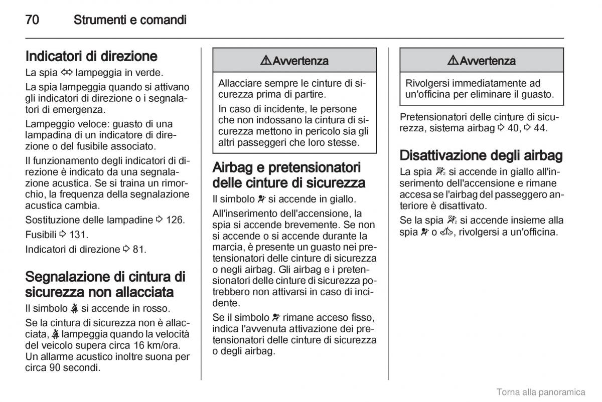 Opel Vivaro I 1 manuale del proprietario / page 71