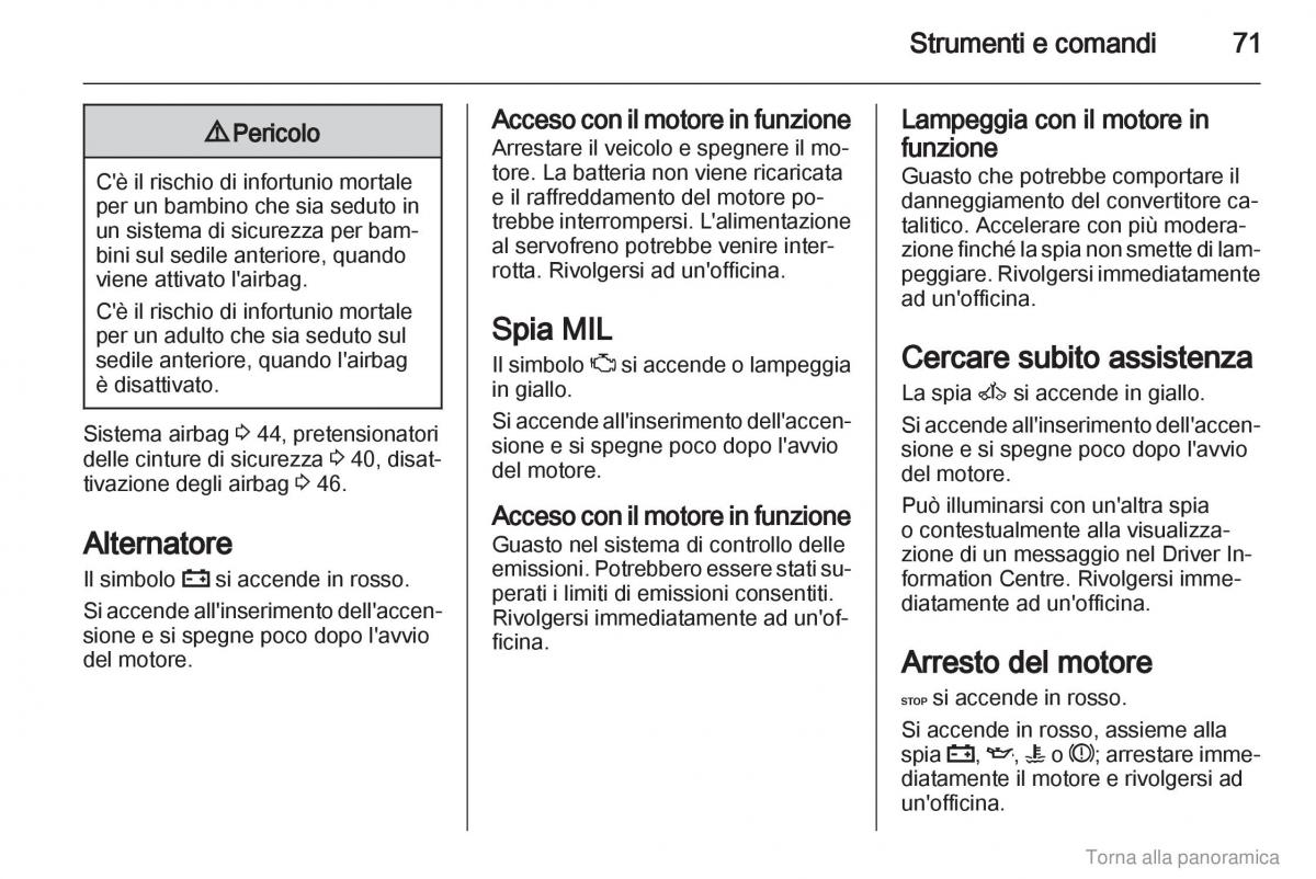 Opel Vivaro I 1 manuale del proprietario / page 72