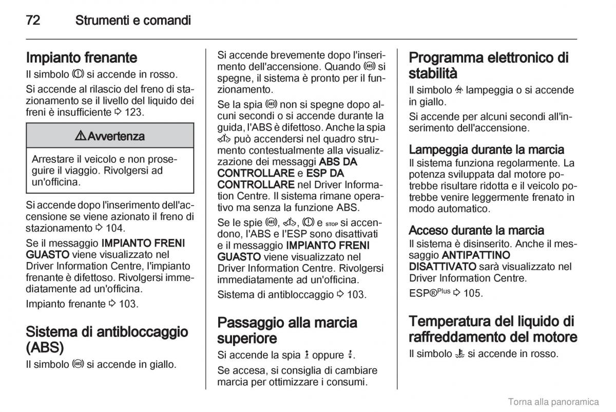 Opel Vivaro I 1 manuale del proprietario / page 73