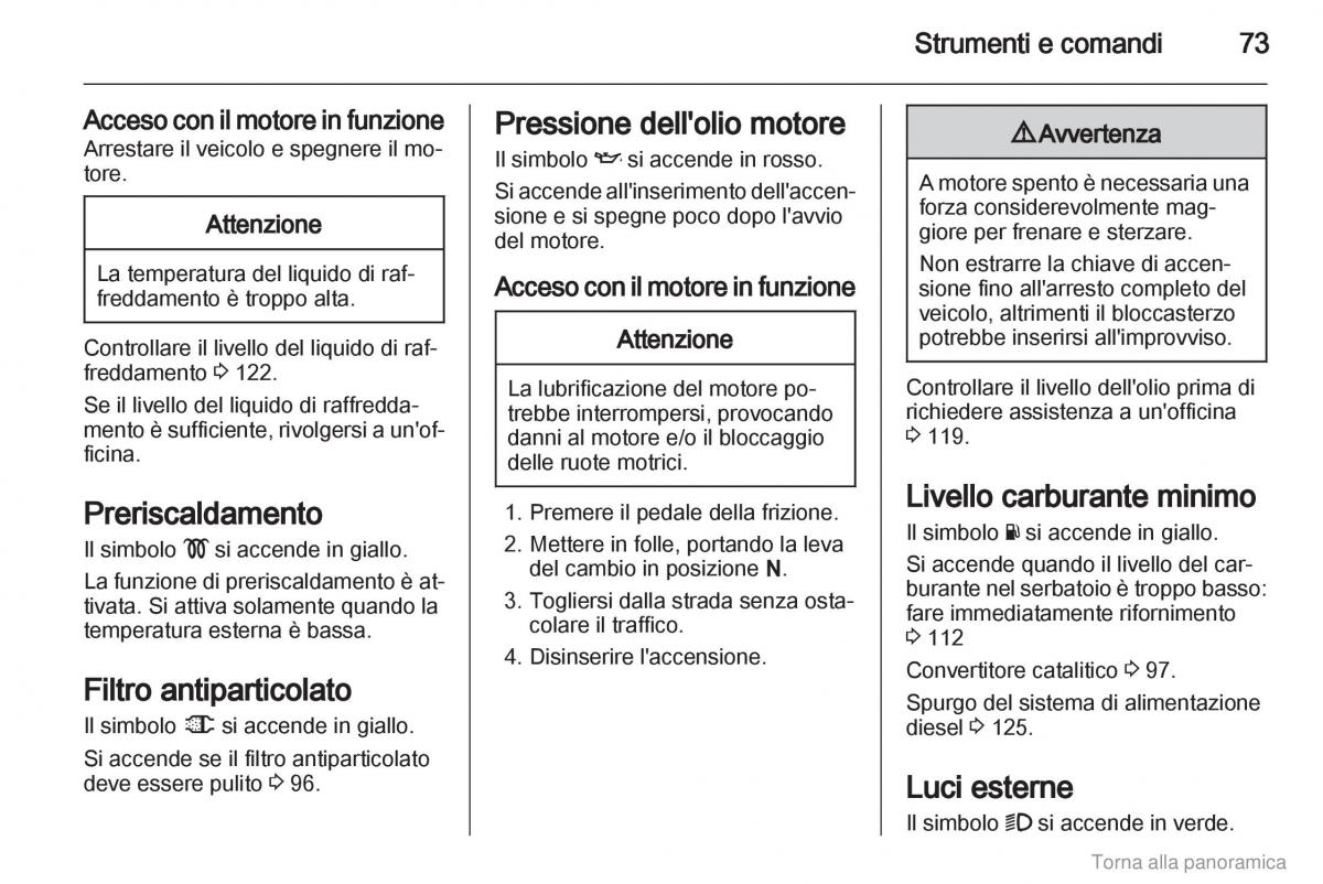 Opel Vivaro I 1 manuale del proprietario / page 74