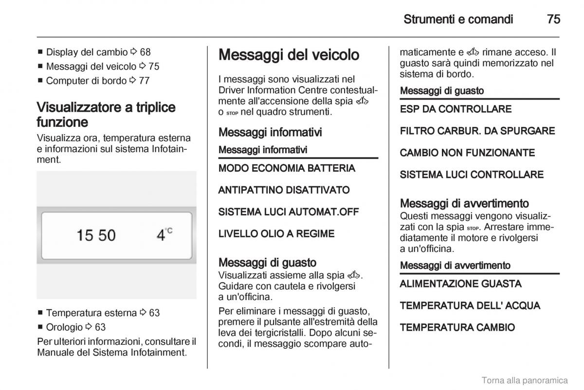 Opel Vivaro I 1 manuale del proprietario / page 76