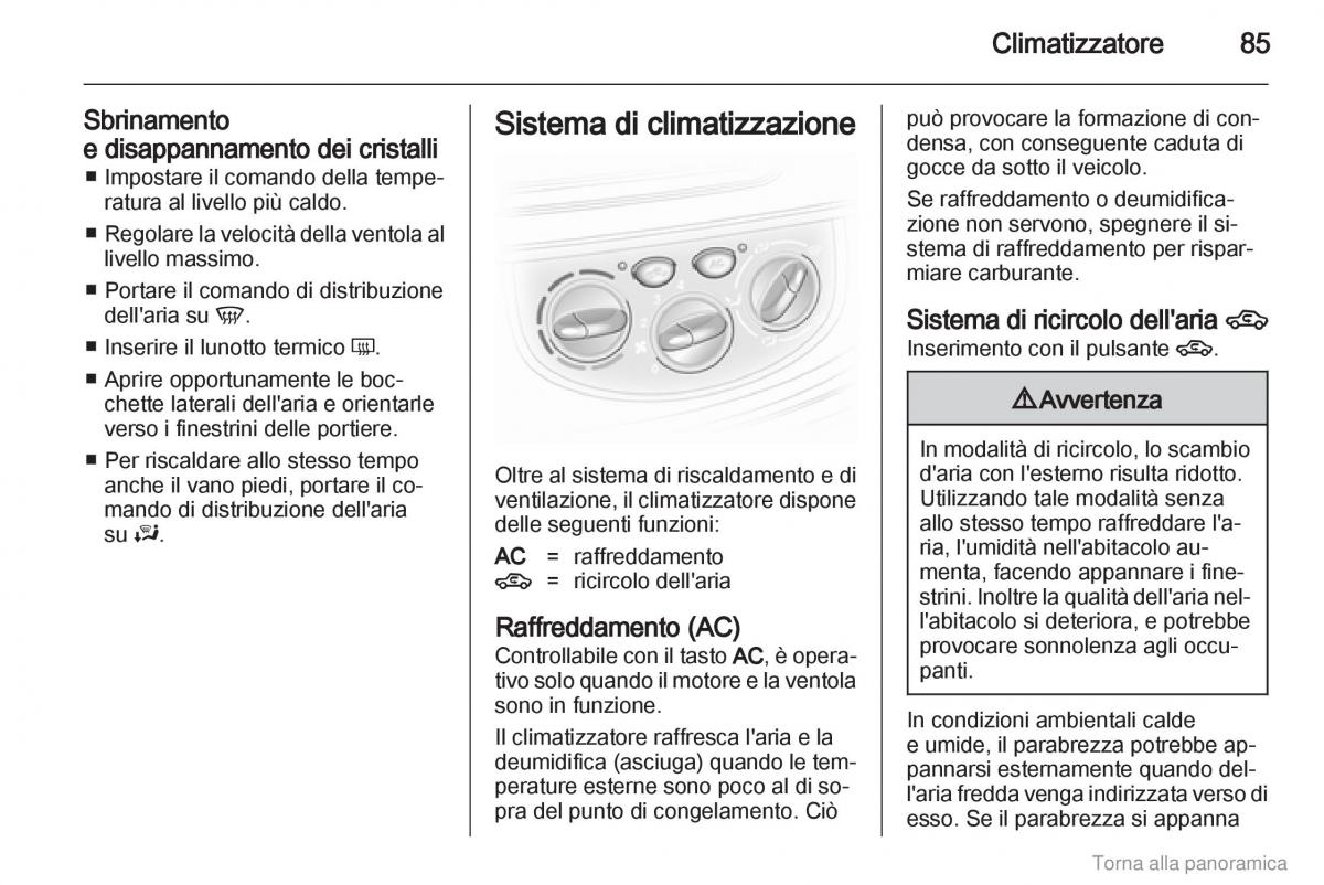 Opel Vivaro I 1 manuale del proprietario / page 86