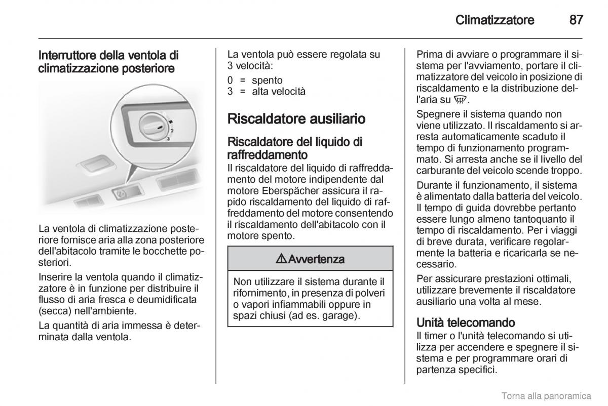 Opel Vivaro I 1 manuale del proprietario / page 88