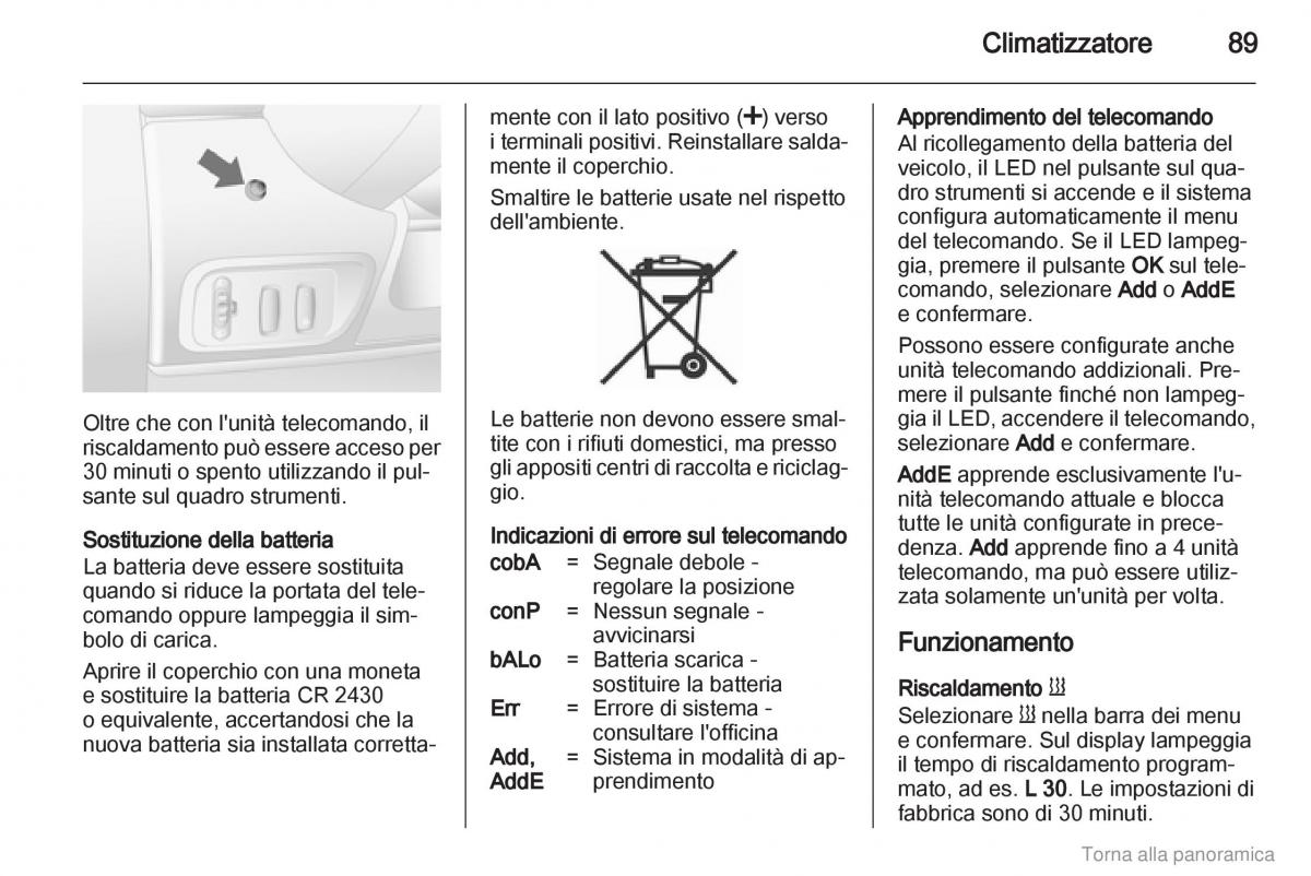 Opel Vivaro I 1 manuale del proprietario / page 90