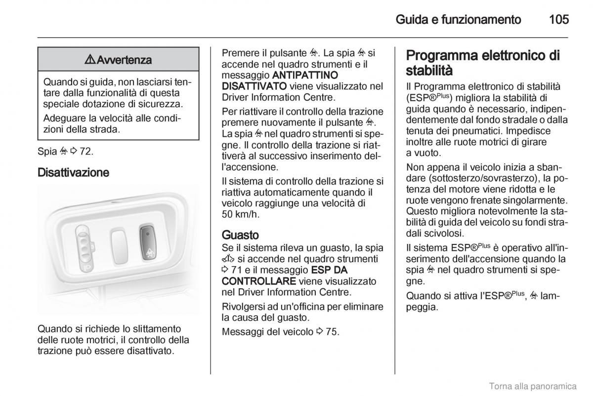 Opel Vivaro I 1 manuale del proprietario / page 106