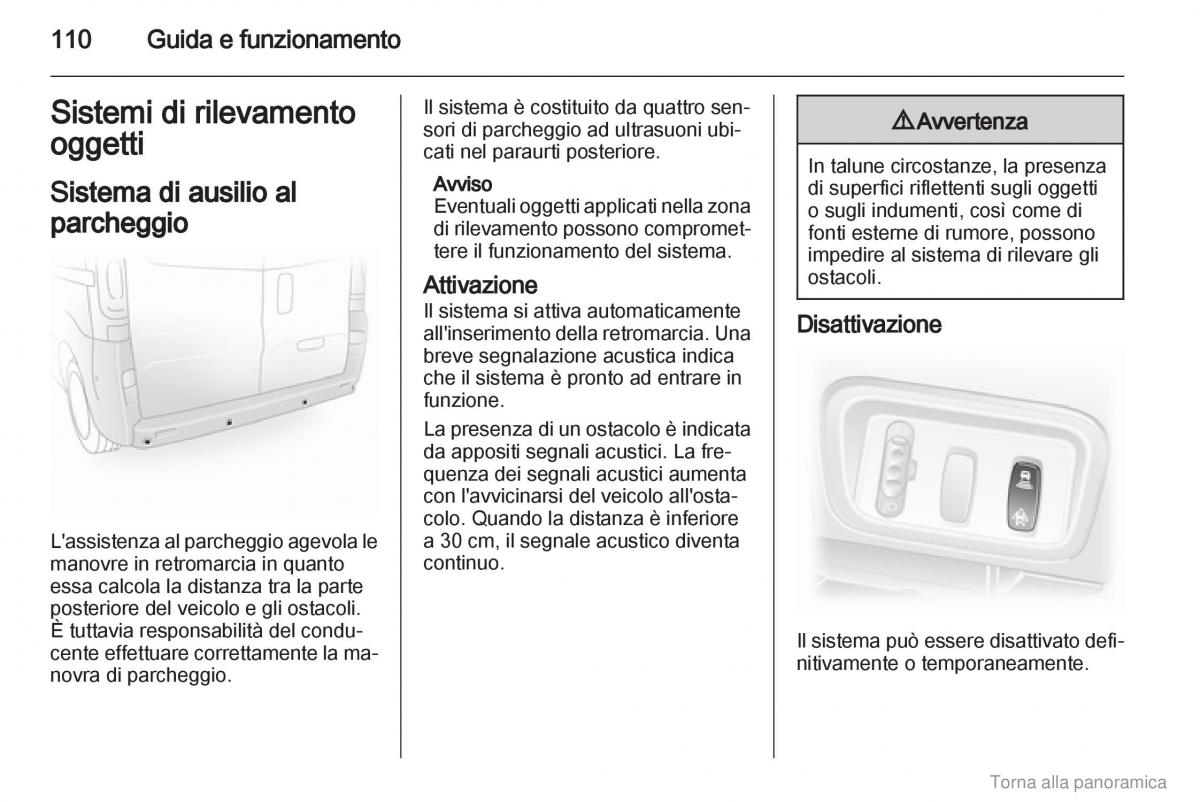 Opel Vivaro I 1 manuale del proprietario / page 111