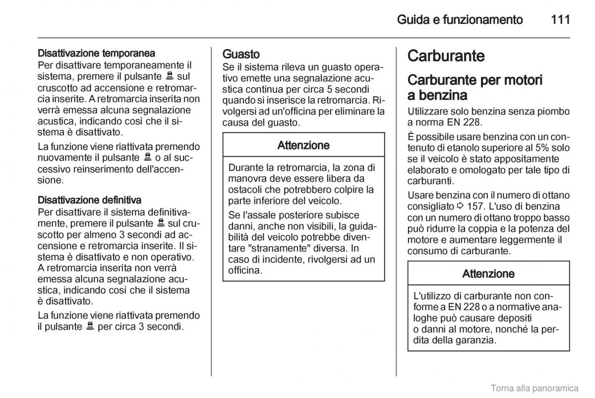 Opel Vivaro I 1 manuale del proprietario / page 112