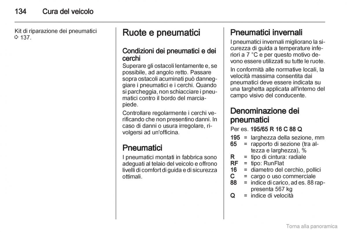 Opel Vivaro I 1 manuale del proprietario / page 135